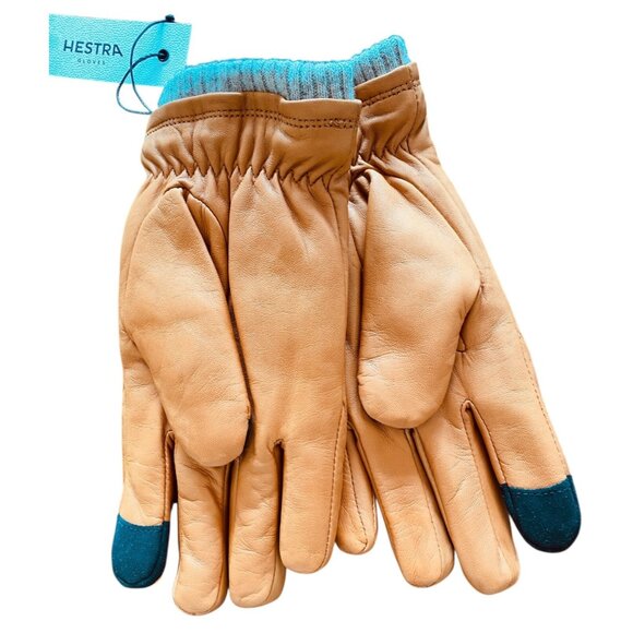 Hestra Mens Leather Size 9 Lined Short Rib Knitted Cuff Touchscreen Compatible - Picture 8 of 9